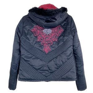 Harley-Davidson Women's Black Jacket with Red Accents